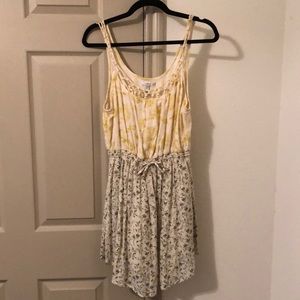 Printed Floral Sundress with Drawstring at Waist